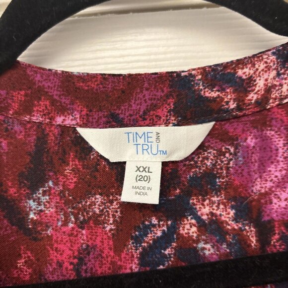 Time & Tru Womens Summer Floral Dress Tiered Balloon Long Sleeve Size XXL 20 - Picture 9 of 11